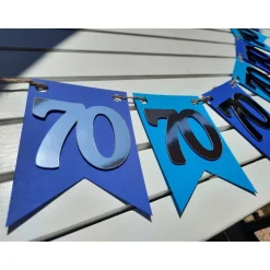 Super elegante Girlande zum 70. Geburtstag Jubiläum Silber und Blau handgefertigt Zahlengirlande Happy Birthday Dekorati
