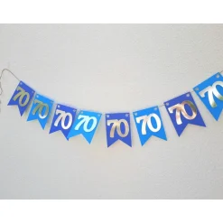 Super elegante Girlande zum 70. Geburtstag Jubiläum Silber und Blau handgefertigt Zahlengirlande Happy Birthday Dekorati