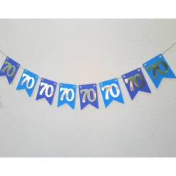 Super elegante Girlande zum 70. Geburtstag Jubiläum Silber und Blau handgefertigt Zahlengirlande Happy Birthday Dekorati