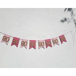 Super elegante Girlande zum 90. Geburtstag in Pink, Rosa und Gold