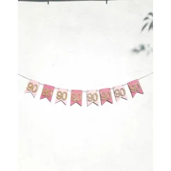 Super elegante Girlande zum 90. Geburtstag in Pink, Rosa und Gold