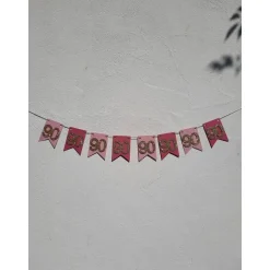 Super elegante Girlande zum 90. Geburtstag in Pink, Rosa und Gold