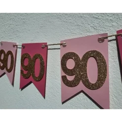 Super elegante Girlande zum 90. Geburtstag in Pink, Rosa und Gold
