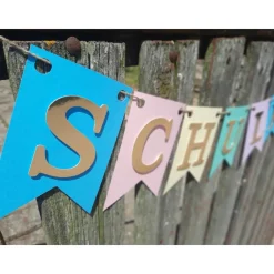 Super schöne Girlande zum Schulanfang auf Wunsch personalisiert mit Wunschnamen Schulkind Girlande in Pastellfarben