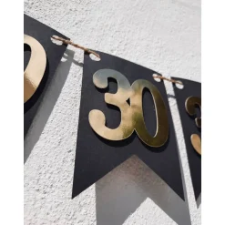 Super schöne Girlande zum 30. Geburtstag in Gold und Schwarz! Wimpelkette Dekoration Papierdeko