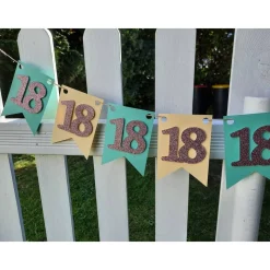 Supercoole Girlande zum 18. Geburtstag in Pastellfarben Mintgrün, Hellgelb und Rosa Glitzer Handgefertigt