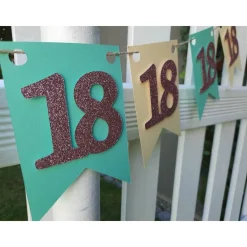 Supercoole Girlande zum 18. Geburtstag in Pastellfarben Mintgrün, Hellgelb und Rosa Glitzer Handgefertigt