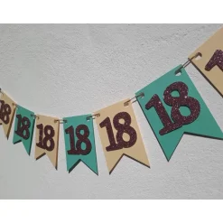 Supercoole Girlande zum 18. Geburtstag in Pastellfarben Mintgrün, Hellgelb und Rosa Glitzer Handgefertigt