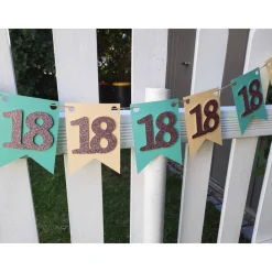 Supercoole Girlande zum 18. Geburtstag in Pastellfarben Mintgrün, Hellgelb und Rosa Glitzer Handgefertigt