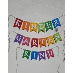 Supercoole Girlande zum Kindergarten Start Bunte Farben mit dem Schriftzug Kindergartenkind handgefertigt