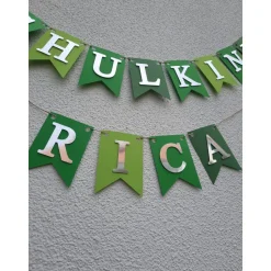 Supercoole Girlande zum Schulanfang auf Wunsch personalisiert Schulkind Dekoration in Grün und Silber