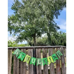 Supercoole Girlande zum Schulanfang auf Wunsch personalisiert Schulkind Dekoration in Grün und Silber