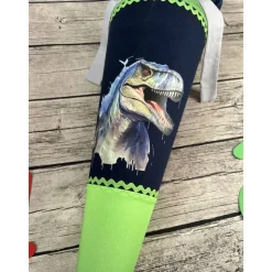 supercoole Schultüte Zuckertüte in blau-grün mit Dino T-rex Motiv