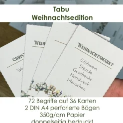 Tabu als Weihnachtsedition | Karten mit 72 Begriffen auf 2 DIN A4 Bögen