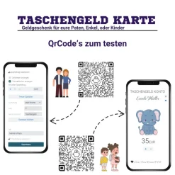 Taschengeld Karte | QrCode Geldgeschenk | Personalisiertes Geschenk für Kinder | Elefant