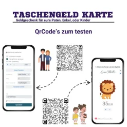 Taschengeld Karte | QrCode Geldgeschenk | Personalisiertes Geschenk für Kinder | Löwe