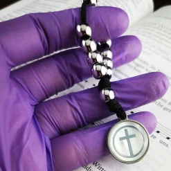 Taschenrosenkranz, Fingerrosenkranz,katholischer Rosenkranz, Edelstahl