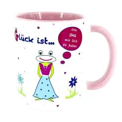 Tasse für Oma, Kaffeebecher mit Spruch, Glück ist eine Oma wie Dich zu haben