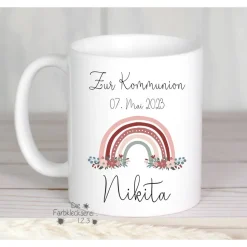 Tasse mit Namen Kommunion personalisiert Monogramm