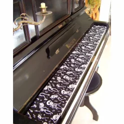 Tastenläufer für Klavier Keyboard Piano Halloween schwarz weiß Längenwahl x Breite 15,5 cm Tastaturabdeckung Klavierabdeckung Tastatur Klaviatur