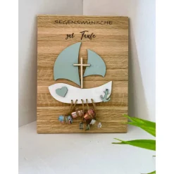 Taufe, Geldgeschenk, Holz, Boot, Geschenk zur Taufe, Glaube, Liebe, Hoffnung, Taufgeschenk