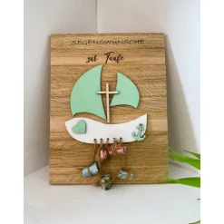 Taufe, Geldgeschenk, Holz, Boot, Geschenk zur Taufe, Glaube, Liebe, Hoffnung, Taufgeschenk
