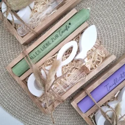 Taufe Geldgeschenk Taufgeschenk mit Fischen Kerzenhalter rund Reagenzglas Geschenkset für Mädchen und Jungen