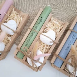 Taufe Taufgeschenk Dekoherz Kerzenhalter rund Geschenkset für Mädchen und Jungen zur heiligen Taufe Taufkerze