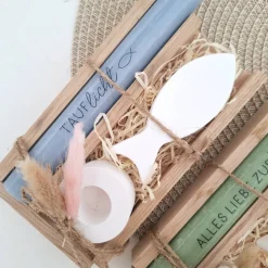Taufe Taufgeschenk Fisch Variante 2 und Kerzenhalter rund Geschenkset für Mädchen und Jungen zur heiligen Taufe Taufkerz