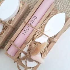 Taufe Taufgeschenk Fisch Variante 2 und Kerzenhalter rund Geschenkset für Mädchen und Jungen zur heiligen Taufe Taufkerz