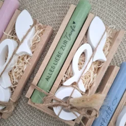 Taufe Taufgeschenk mit Fischen Kerzenhalter rund Geschenkset für Mädchen und Jungen Taufkerze zur heiligen Taufe