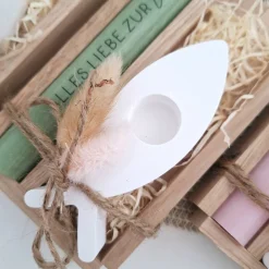 Taufe Taufgeschenk mit Kerzenhalter Fisch Geschenkset für Mädchen und Jungen zur heiligen Taufkerze