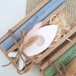 Taufe Taufgeschenk mit Kerzenhalter Fisch Geschenkset für Mädchen und Jungen zur heiligen Taufkerze