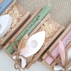 Taufe Taufgeschenk mit Kerzenhalter Fisch Geschenkset für Mädchen und Jungen zur heiligen Taufkerze