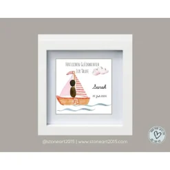 Taufgeschenk Mädchen • Steinbild Taufe personalisiert • Geschenk Patenkind • Karte zur Taufe • Andenken Taufe Unikat