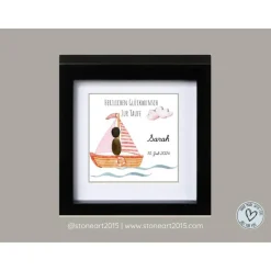 Taufgeschenk Mädchen • Steinbild Taufe personalisiert • Geschenk Patenkind • Karte zur Taufe • Andenken Taufe Unikat