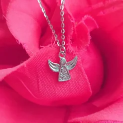 Taufgeschenk Mädchen personalisiert – Engel Halskette 925 Silber