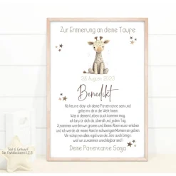 Taufgeschenk Patenkind personalisiert, Patenbrief Löwe mit Namen, Taufbrief Patentante Patenonkel