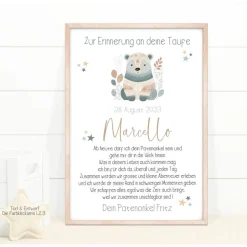 Taufgeschenk Patenkind personalisiert, Patenbrief Löwe mit Namen, Taufbrief Patentante Patenonkel