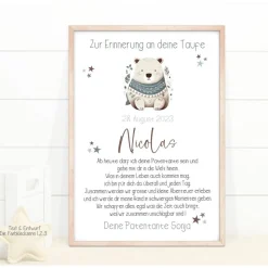 Taufgeschenk Patenkind personalisiert, Patenbrief Löwe mit Namen, Taufbrief Patentante Patenonkel