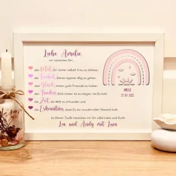 Taufgeschenk personalisiert Mädchen – Geldgeschenk Taufe Regenbogen mit Namen & Andenken