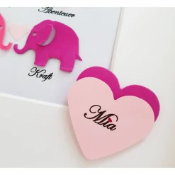 Taufgeschenk ,personalisiertes Geschenk Baby, Taufe, Geburt, Mädchen, Elefanten mit Wünschen