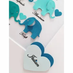 Taufgeschenk ,personalisiertes Geschenk Baby, Taufe, Geburt, Junge, Elefanten mit Wünschen