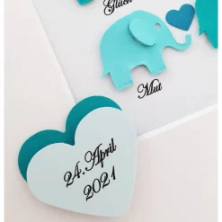 Taufgeschenk ,personalisiertes Geschenk Baby, Taufe, Geburt, Junge, Elefanten mit Wünschen