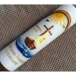 Taufkerze - Boot - Arche - Mädchen - Kerze - Taufe - Handarbeit - keine Folie - inkl. Wachsbeschriftung