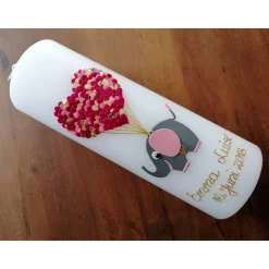 Taufkerze - Elefant - Luftballons - Ballon - Mädchen - Kerze - Taufe - Handarbeit - keine Folie - inkl. Wachsbeschriftun