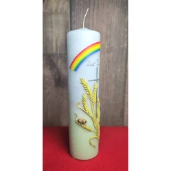 Taufkerze - Getreideähren, Kreuz, Regenbogen - Handverziert - Diverse Größen