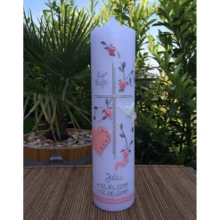 Taufkerze - Kreuz - Mädchen - Junge - Kerze - Taufe - Handarbeit - keine Folie - inkl. Wachsbeschriftung