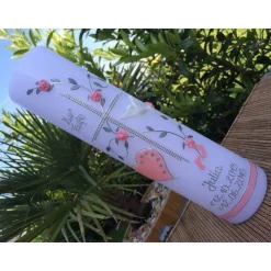 Taufkerze - Kreuz - Mädchen - Junge - Kerze - Taufe - Handarbeit - keine Folie - inkl. Wachsbeschriftung