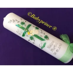 Taufkerze - Kreuz - Schutzengel - Engel - Mädchen - Junge - Kerze - Taufe - Handarbeit - keine Folie - inkl. Wachsbeschr